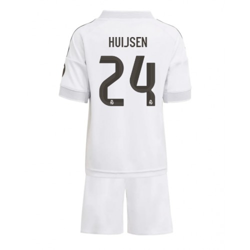 Lacne Dětský Futbalové dres Real Madrid Dean Huijsen #24 2025-26 Krátky Rukáv - Domáci (+ trenírky)